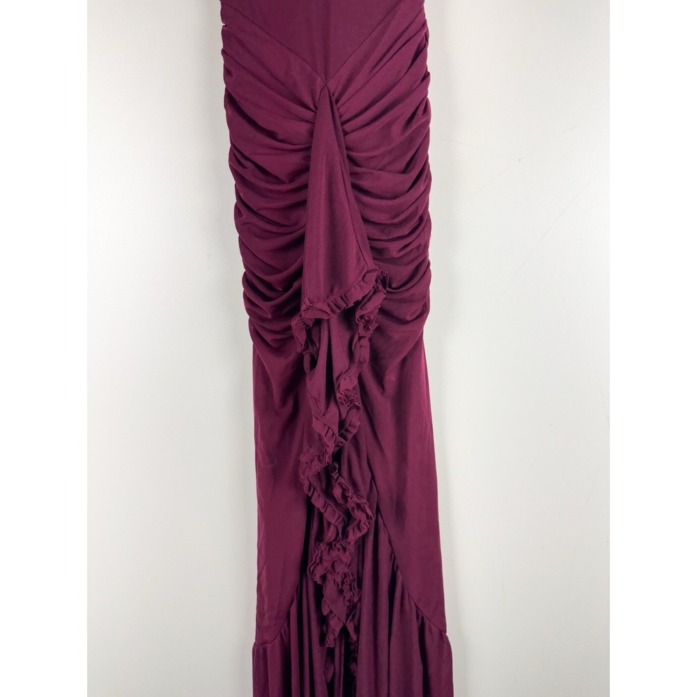 White Fox Boutique Strapless Maxi Dress in Deep Wine - Picture 6 of 9